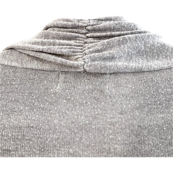 Joan Vass Cardigan  Size S Open Front Light Grey Knit Sweater Roll-tab Sleeves - Picture 5 of 14
